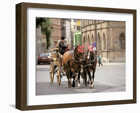 Horse Drawn Carriages, Weimar, Thuringen, Germany-Walter Bibikow-Framed Photographic Print