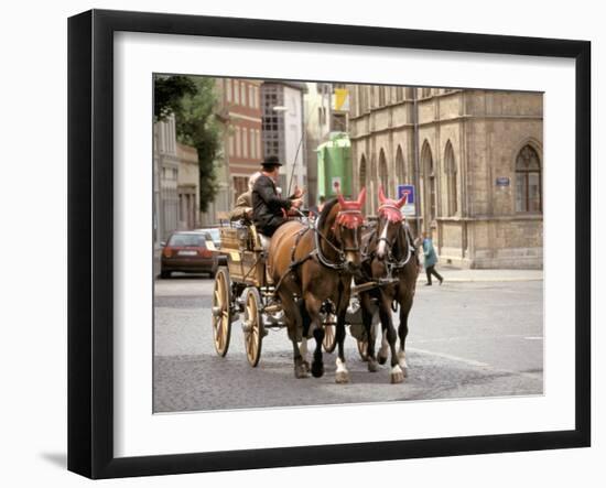 Horse Drawn Carriages, Weimar, Thuringen, Germany-Walter Bibikow-Framed Photographic Print