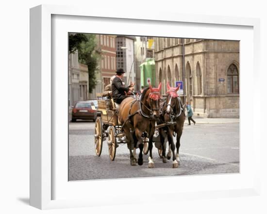 Horse Drawn Carriages, Weimar, Thuringen, Germany-Walter Bibikow-Framed Photographic Print