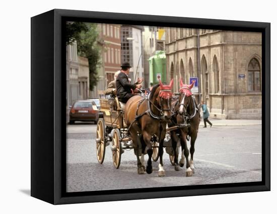 Horse Drawn Carriages, Weimar, Thuringen, Germany-Walter Bibikow-Framed Stretched Canvas