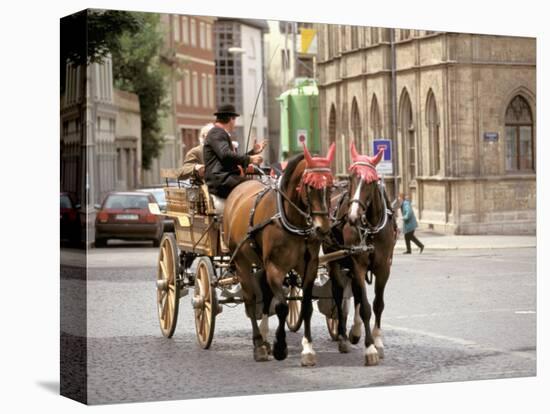 Horse Drawn Carriages, Weimar, Thuringen, Germany-Walter Bibikow-Stretched Canvas