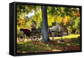 Horse-drawn Carrieage Under A Tree-George Oze-Framed Stretched Canvas