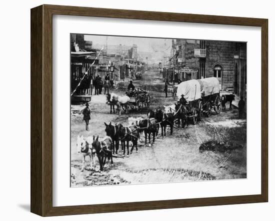 Horse Drawn Covered Wagon-null-Framed Premium Photographic Print