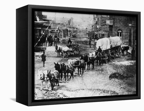 Horse Drawn Covered Wagon-null-Framed Stretched Canvas