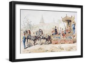 Horse Drawn Decorated Wagon Carrying Professional Musicians, 16th Century, 1886-Armand Jean Heins-Framed Giclee Print