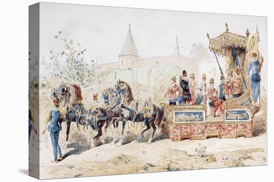 Horse Drawn Decorated Wagon Carrying Professional Musicians, 16th Century, 1886-Armand Jean Heins-Stretched Canvas