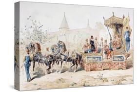 Horse Drawn Decorated Wagon Carrying Professional Musicians, 16th Century, 1886-Armand Jean Heins-Stretched Canvas