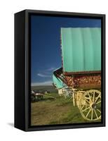 Horse Drawn Hooped Caravan, Appleby Annual Horse Fair, Eden Valley, Lake District, Cumbria, England-James Emmerson-Framed Stretched Canvas