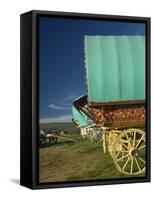 Horse Drawn Hooped Caravan, Appleby Annual Horse Fair, Eden Valley, Lake District, Cumbria, England-James Emmerson-Framed Stretched Canvas