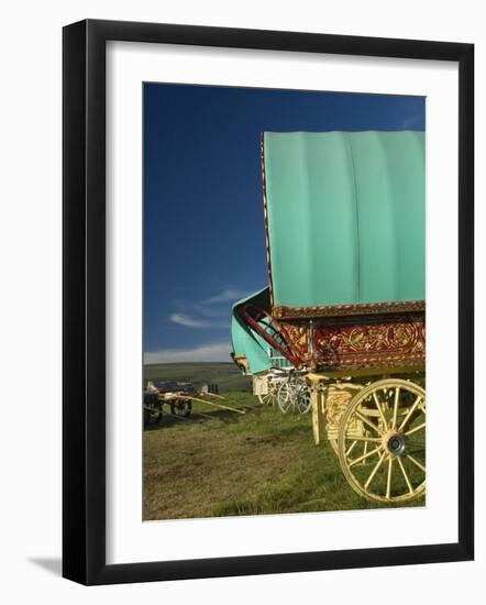 Horse Drawn Hooped Caravan, Appleby Annual Horse Fair, Eden Valley, Lake District, Cumbria, England-James Emmerson-Framed Photographic Print