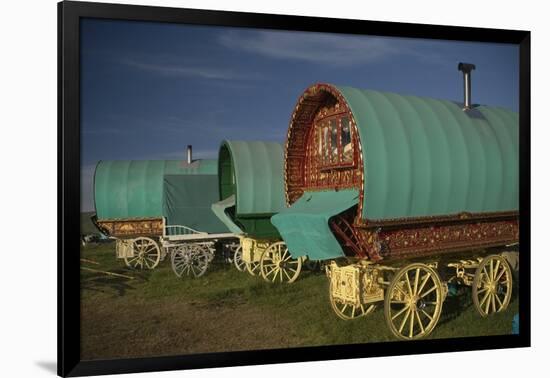 Horse Drawn Hooped Caravans, Appleby Annual Horse Fair, Eden Valley, Cumbria, England-James Emmerson-Framed Photographic Print