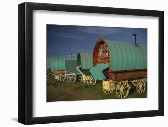 Horse Drawn Hooped Caravans, Appleby Annual Horse Fair, Eden Valley, Cumbria, England-James Emmerson-Framed Photographic Print