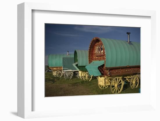 Horse Drawn Hooped Caravans, Appleby Annual Horse Fair, Eden Valley, Cumbria, England-James Emmerson-Framed Photographic Print