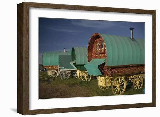 Horse Drawn Hooped Caravans, Appleby Annual Horse Fair, Eden Valley, Cumbria, England-James Emmerson-Framed Photographic Print