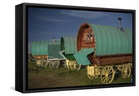 Horse Drawn Hooped Caravans, Appleby Annual Horse Fair, Eden Valley, Cumbria, England-James Emmerson-Framed Stretched Canvas