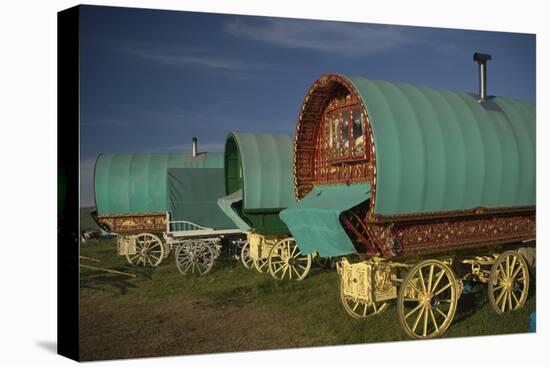 Horse Drawn Hooped Caravans, Appleby Annual Horse Fair, Eden Valley, Cumbria, England-James Emmerson-Stretched Canvas