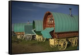 Horse Drawn Hooped Caravans, Appleby Annual Horse Fair, Eden Valley, Cumbria, England-James Emmerson-Framed Stretched Canvas