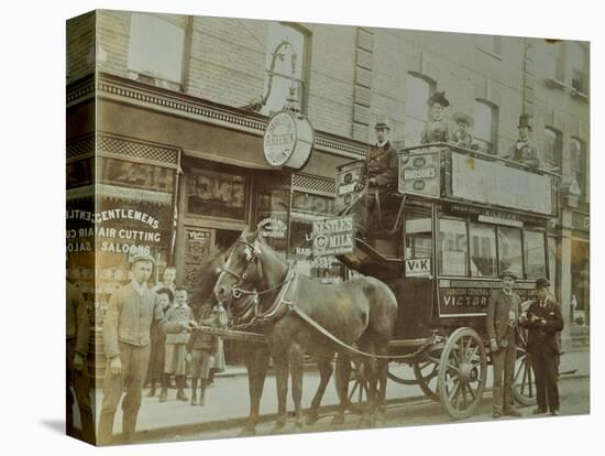 Horse-Drawn Omnibus and Passengers, London, 1900-null-Stretched Canvas