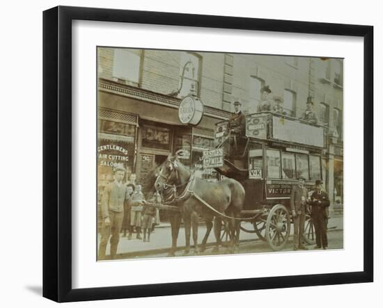 Horse-Drawn Omnibus and Passengers, London, 1900-null-Framed Premium Photographic Print