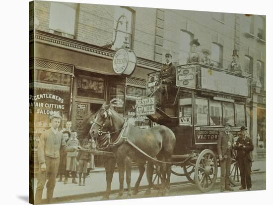 Horse-Drawn Omnibus and Passengers, London, 1900-null-Stretched Canvas