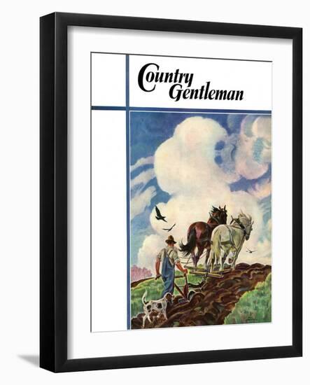 "Horse-Drawn Plow," Country Gentleman Cover, March 1, 1939-Paul Bransom-Framed Giclee Print