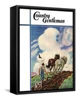 "Horse-Drawn Plow," Country Gentleman Cover, March 1, 1939-Paul Bransom-Framed Stretched Canvas