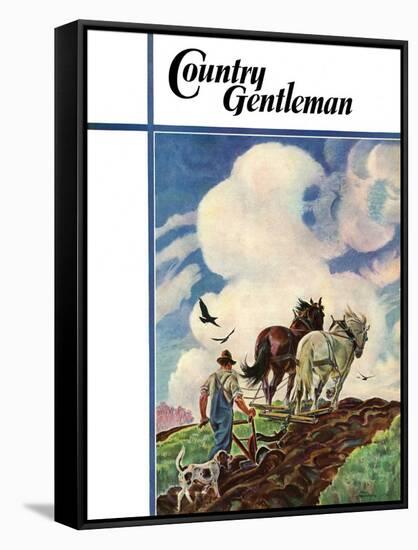 "Horse-Drawn Plow," Country Gentleman Cover, March 1, 1939-Paul Bransom-Framed Stretched Canvas