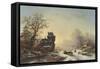 Horse-Drawn Sledge in the Snow-Frederik Marianus Kruseman-Framed Stretched Canvas