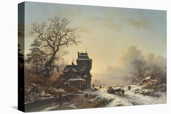 Horse-Drawn Sledge in the Snow-Frederik Marianus Kruseman-Stretched Canvas