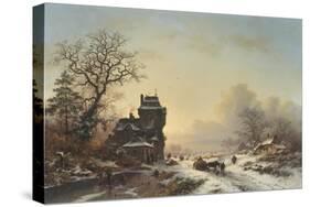 Horse-Drawn Sledge in the Snow-Frederik Marianus Kruseman-Stretched Canvas