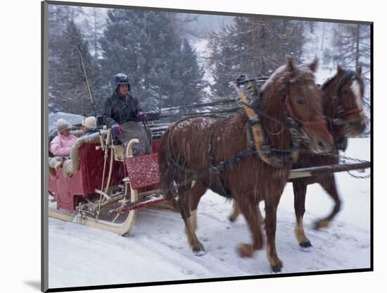 Horse Drawn Sleigh Making for Pontressina in a Snow Storm, in Switzerland, Europe-Woolfitt Adam-Mounted Photographic Print