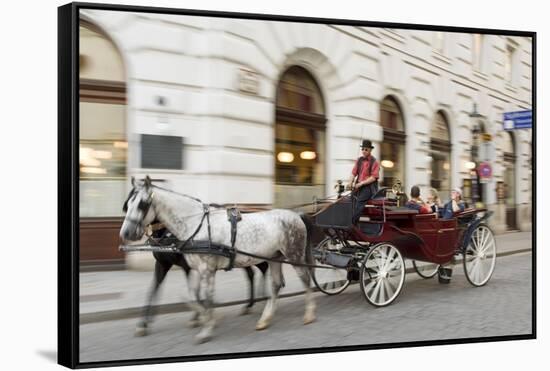 Horse-Drawn Tourist Carriage Near Hofburg, Vienna, Austria-Charles Bowman-Framed Stretched Canvas