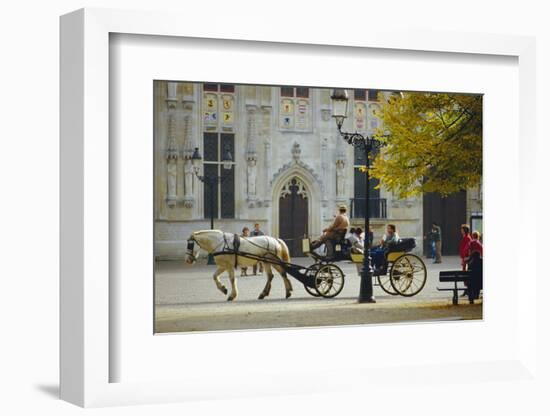 Horse-Drawn Trap, Bruges, Belgium-Tom Ang-Framed Photographic Print