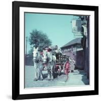 Horse-Drawn Wagon Filled with Beer Barrels at a Bar Along the Thames-William Sumits-Framed Photographic Print