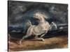 Horse Frightened by Lightning-Eugene Delacroix-Stretched Canvas