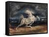 Horse Frightened by Lightning-Eugene Delacroix-Framed Stretched Canvas