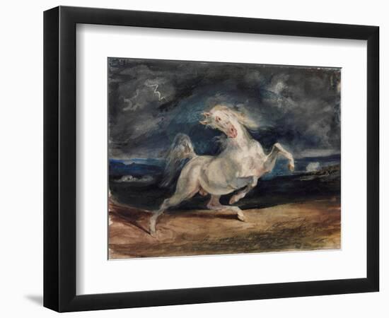 Horse Frightened by Lightning-Eugene Delacroix-Framed Giclee Print