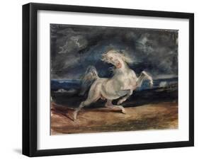 Horse Frightened by Lightning-Eugene Delacroix-Framed Giclee Print