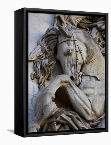 Horse Head Detail on the Arc de Triomphe, Paris, France-Jim Zuckerman-Framed Stretched Canvas