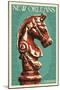 Horse Head Hitch - New Orleans, Louisiana-Lantern Press-Mounted Art Print