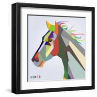 Horse Head Symbol of New Year 2014 Trendy Style Geometric Vector-EverstRuslan-Framed Art Print