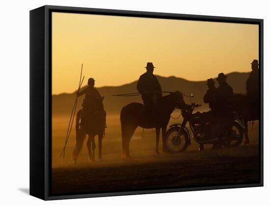 Horse Herders Returning Home after a Horse Festival in Karakorum, Hangai Province, Mongolia-Paul Harris-Framed Stretched Canvas