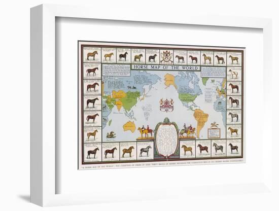 Horse Map of the World Showing Different Breeds-null-Framed Photographic Print