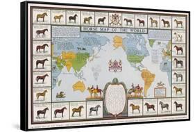 Horse Map of the World Showing Different Breeds-null-Framed Stretched Canvas