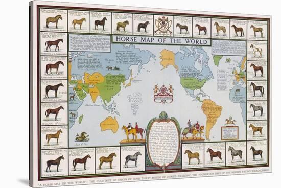 Horse Map of the World Showing Different Breeds-null-Stretched Canvas
