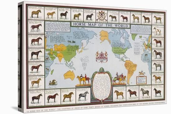 Horse Map of the World Showing Different Breeds-null-Stretched Canvas