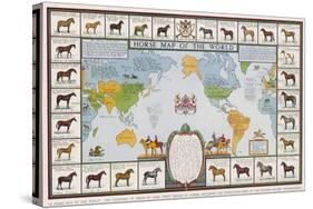 Horse Map of the World Showing Different Breeds-null-Stretched Canvas