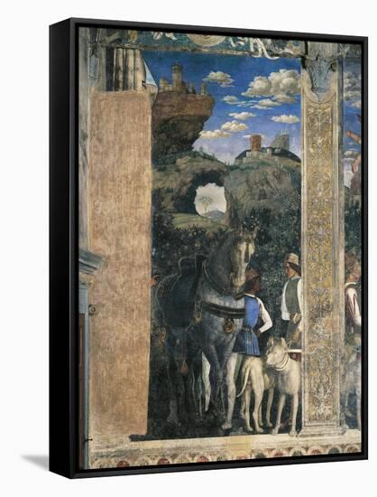 Horse, Mastiffs and Grooms of Count Ludovico Gonzaga, Detail from Meeting Wall-Andrea Mantegna-Framed Stretched Canvas