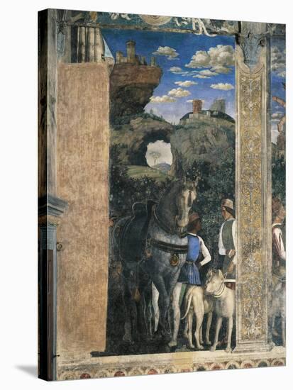Horse, Mastiffs and Grooms of Count Ludovico Gonzaga, Detail from Meeting Wall-Andrea Mantegna-Stretched Canvas