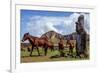 Horse near Statues on the Isla De Pascua. Rapa Nui. Easter Island-Vladimir Krupenkin-Framed Photographic Print